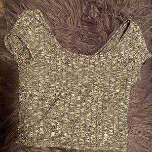 Gray Ribbed Crop Top